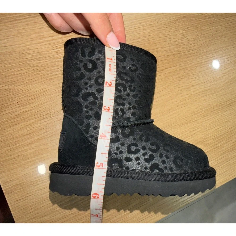 UGG Classic Short Leopard Print Black Boots Kids